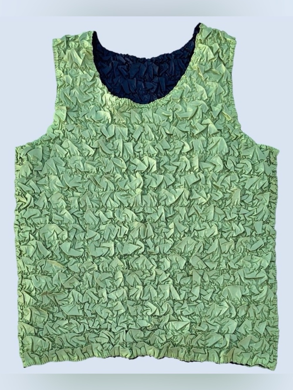 Reversible Lime Green and Black Popcorn Stretch Tank Top ~ Large (No Size Tag)